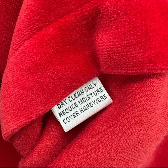 St. John Women's Red Velvet Jacket Cardigan Sweater Zippered Size Small Pockets - Picture 11 of 15